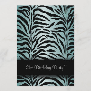 Turquoise Blue Zebra Anniversaire Fête Invitation