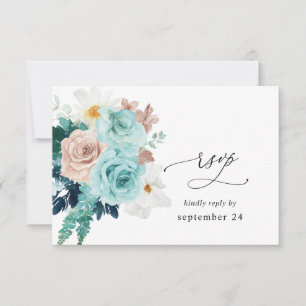 Turquoise & Blush Rose w Repas RSVP