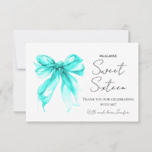 Turquoise Bow Coquette Script Merci Sweet 16