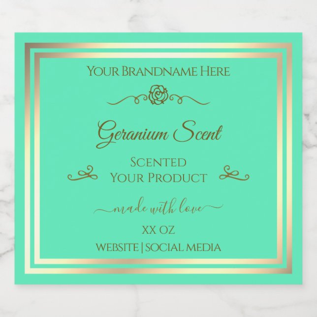 Turquoise brillant Étiquette de produit Gold Frame (Étiquettes simples)