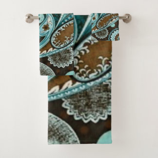 Turquoise Brown Vintage Paisley Nouveau
