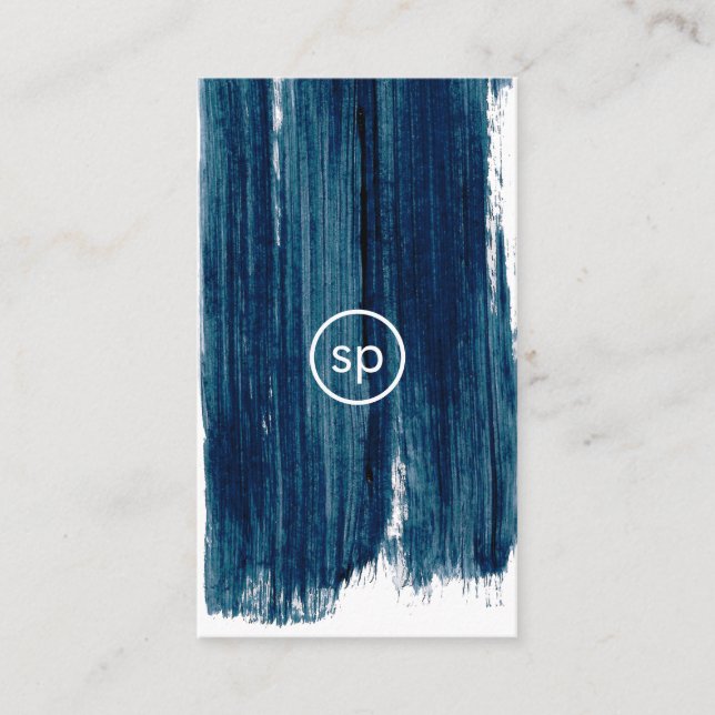 Turquoise brushstoke conception carte de visite mi (Devant)