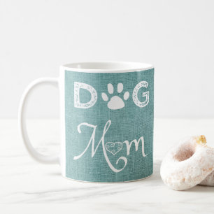 Turquoise Burlap Chien Maman Café Mug