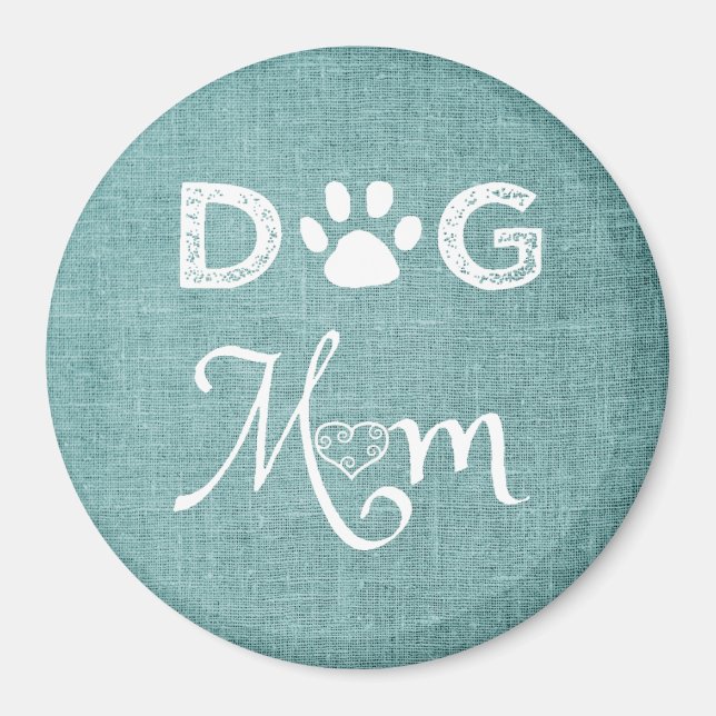Turquoise Burlap Chien Maman Magnet (Devant)