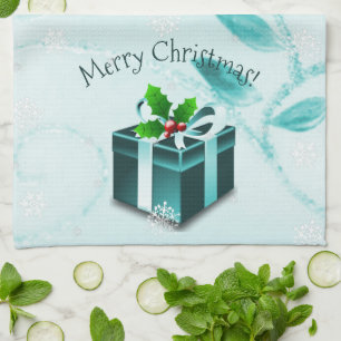 Turquoise cadeau de Noël serviette de cuisine