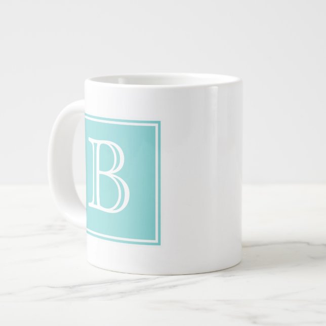 Turquoise Carré Monogram Spécialité Mug (Devant gauche)
