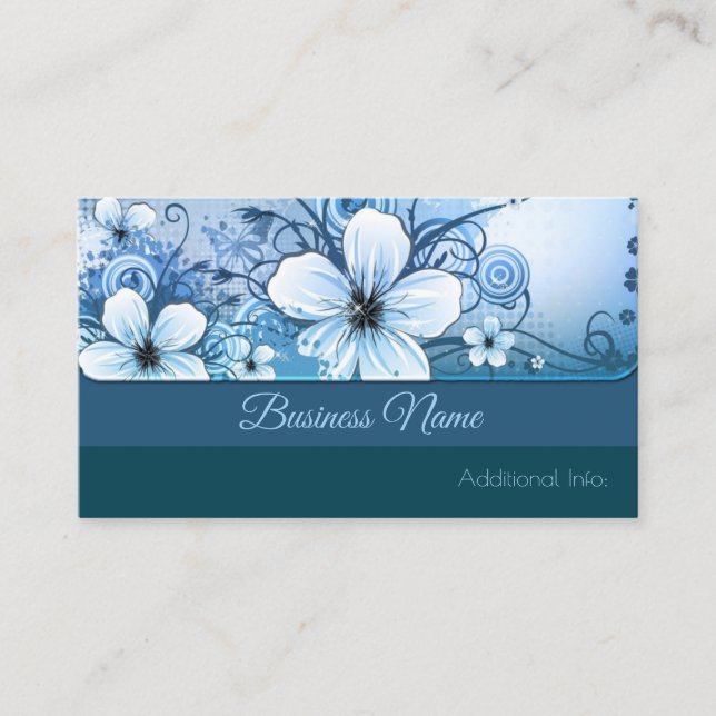 Turquoise Carte de visite Floral (Devant)