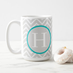 Turquoise Chevron Monogram Coffee Mug