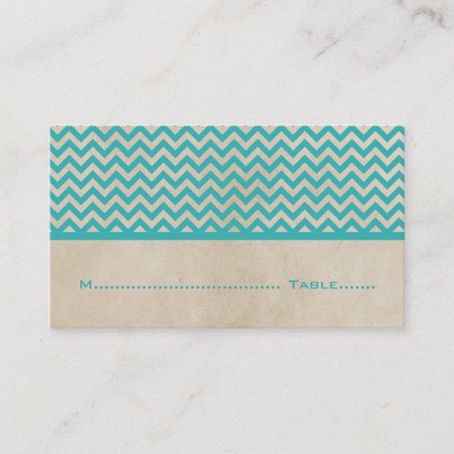 Turquoise Chic Chevron Cartes de Place (Devant)