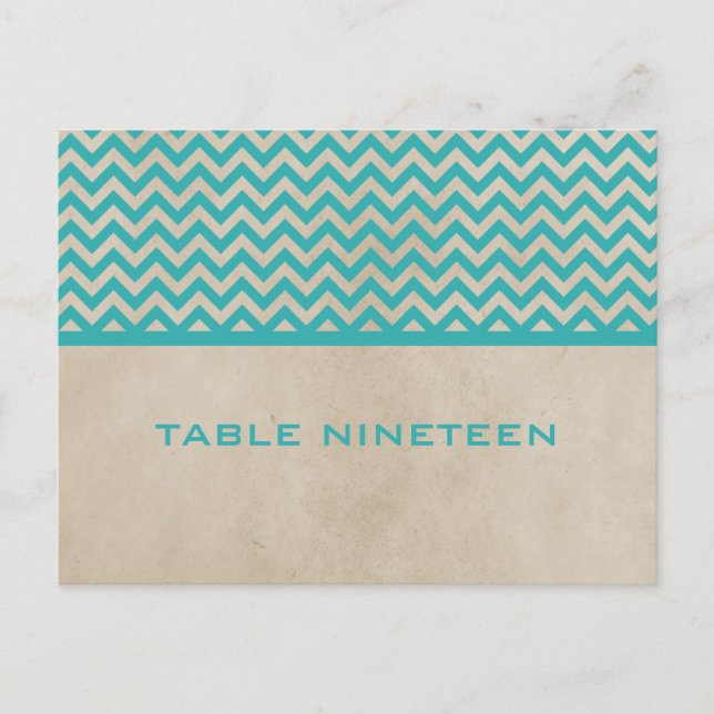 Turquoise Chic Chevron Numéro de table Carte posta (Devant)