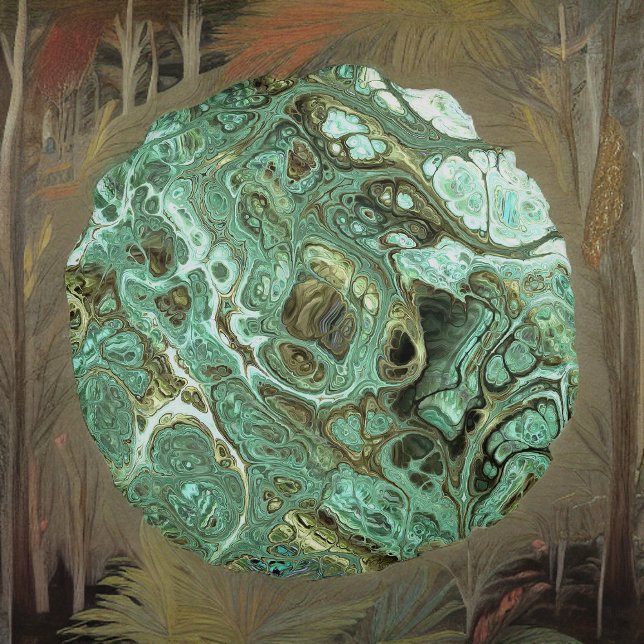 Turquoise clair et gris Faux Marbre Rond Coussin (Créateur téléchargé)