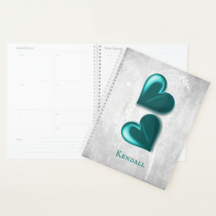 Turquoise Coeurs Planificateur personnalisé