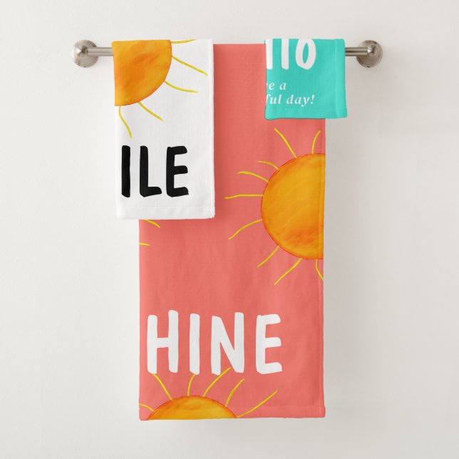 Turquoise Coral Blanc Sunshine Typographie (En situation)