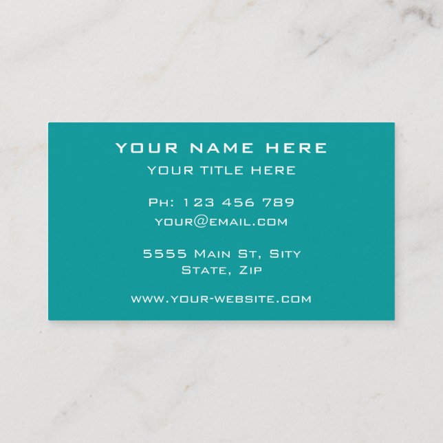Turquoise Couleur Carte de visite Votre Nom Logo I (Dos)