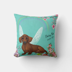 Turquoise Dachshund Coussin d'accent du souvenir