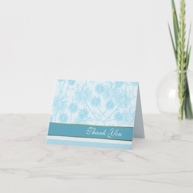 Turquoise Dandelion Mariage Merci Carte Note (Devant)