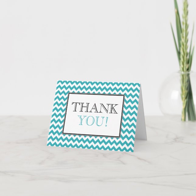 Turquoise de Chevron et carte de remerciements (Devant)