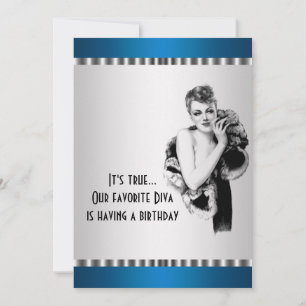 Turquoise Diva Anniversaire Fête Invitation