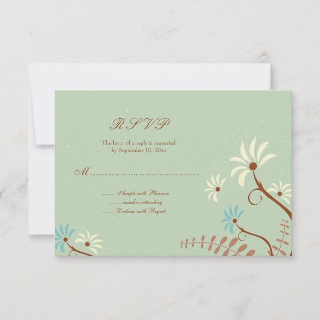 Turquoise doux chic + crème floral mariage réponse (Devant)