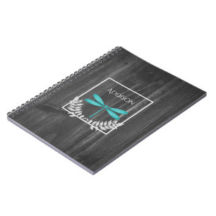 Turquoise Dragonfly Rustic Carnet personnalisé
