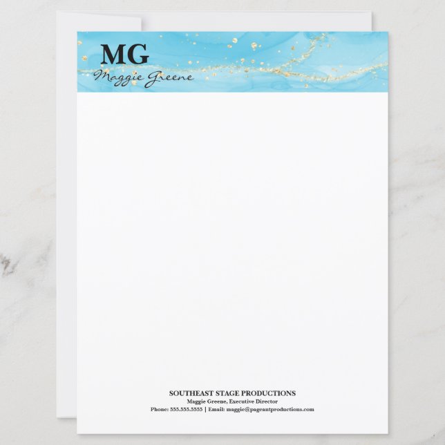 Turquoise Dreams Custom Stationery Paper (Devant)