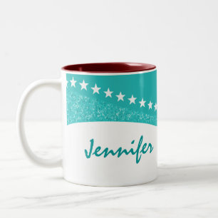 Turquoise Éblouissant Courbes Étoile Mug