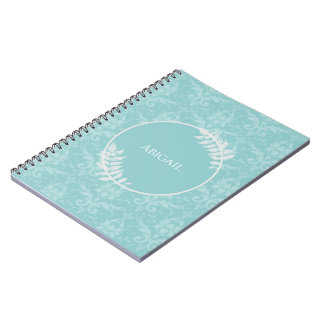 Turquoise Elegant Damask Carnet personnalisé