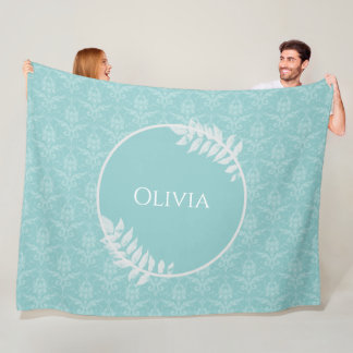 Turquoise Elegant Damask Couverture en polaire per