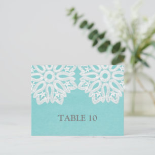 Turquoise Elegant Dentelle Numéro de table Carte p