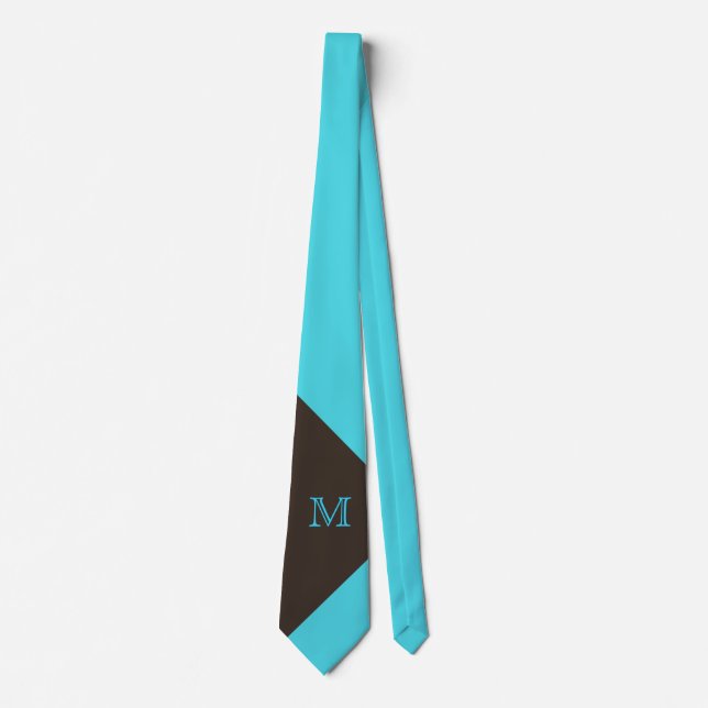 Turquoise élégant et Cravate Monogram Brown (Devant)