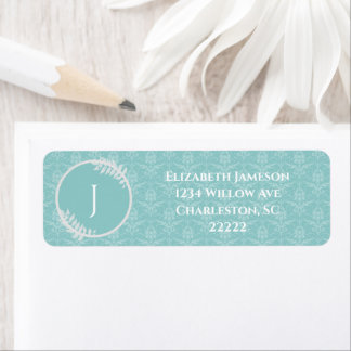Turquoise Elegant Étiquette Damask