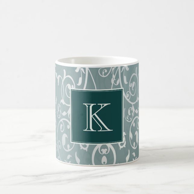 Turquoise Élégant Monogram Mug (Centre)