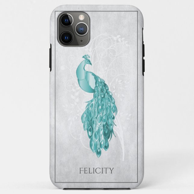 Turquoise Elegant Peacock Coque-Mate coque iphone (Dos)