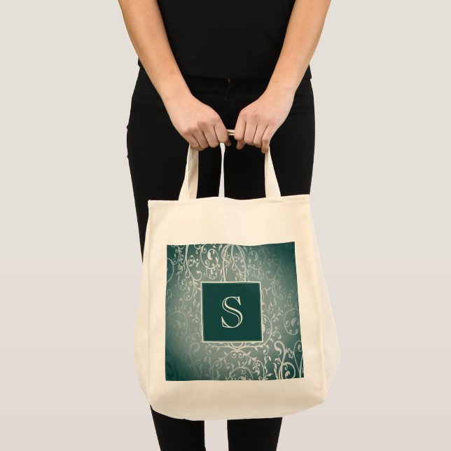 Turquoise Élégant Sac fourre-tout Monogramme (Devant (produit))