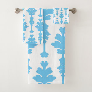 Turquoise et blanc Damassé Glamour Moderne