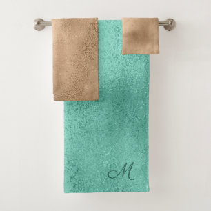 Turquoise et Brown Shimmer Design Monogramme