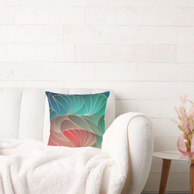 Turquoise et corail Nouveau Oreiller Art Nouveau (Canapé)