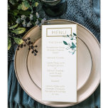 Turquoise et or moderne minimaliste menu Mariage<br><div class="desc">Avec un design classique turquoise et or monogramme ces menus mariages sont modernes et élégants. Trouvez les articles mariages correspondants dans ma boutique.</div>