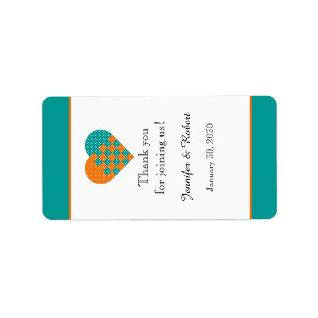 Turquoise et Orange Heart Lip Balm Étiquette (Devant)