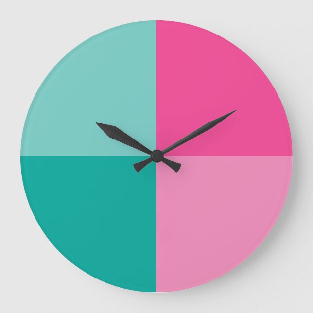 Turquoise et rose Art Moderne Couleur bloc horloge (Recto)