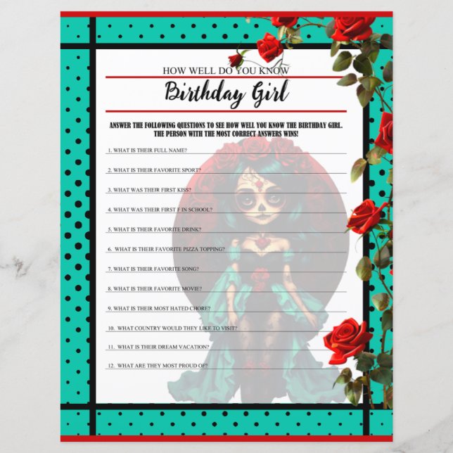 Turquoise et rouge Roses Sugar Skin Comment bien J (Devant)