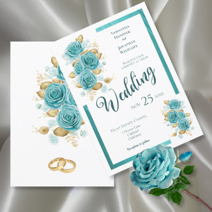 Turquoise et Turquoise Rose Élégante invitation de