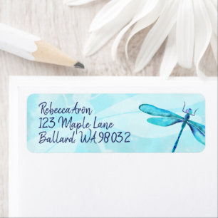 Turquoise, Étiquette de adresse de libellules Aqua