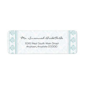 Turquoise Étiquette de adresse Paisley Damask