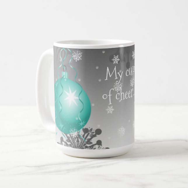 Turquoise fantaisie Ornement de Noël Café Mug (Devant gauche)