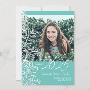 Turquoise Ferns Faire-part Vintage de diplôme de p