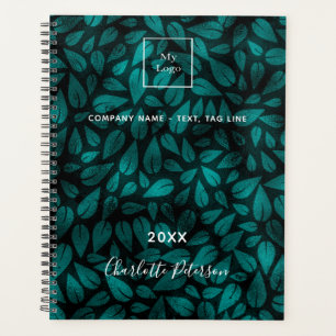 Turquoise feuillage noir feuille logo d'entreprise
