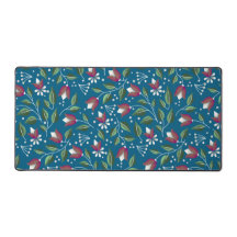 Turquoise Fleur Bureau Mat Grande impression