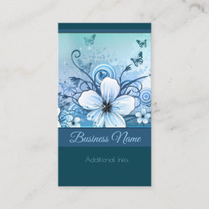 Turquoise Floral Carte de visite 2