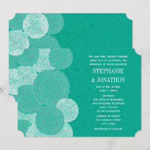 Turquoise Floral Chrysanthemum Invitations de mari